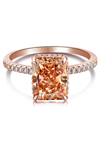 BRELLATO Cocktail-Ring, Echt Silber 925 18K Rosegold Vergoldet, Statementring Verlobungsring Topas Cubic Zirkonia