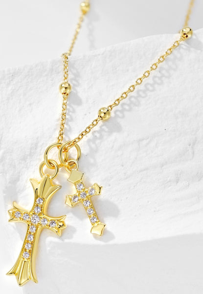 BRELLATO Kreuz 1 Silber Kugel-Kette Echt Kreuz-Anhänger Halskette, BRELLATO Jewels – 925
