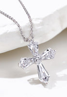 BRELLATO Crystal Kreuz-Anhänger Damen, Echt Silber-Kette 925 18K Rhodiniert, Kreuz-Kette Halskette Zirkonia