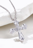 BRELLATO Crystal Kreuz-Anhänger Damen, Echt Silber-Kette 925 18K Rhodiniert, Kreuz-Kette Halskette Zirkonia