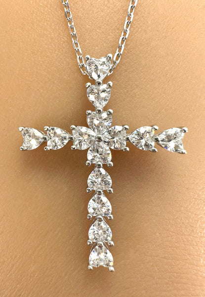 Kreuz-Anhänger Damen, Silber BRELLATO Jewels Zirkonia-Herzen 925 Kreuz-Kette mit – Echt