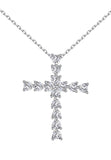 BRELLATO Kreuz-Anhänger Damen, Echt Silber-Kette 925 18K Rhodiniert, Kreuz-Kette Halskette Herz-Zirkonia